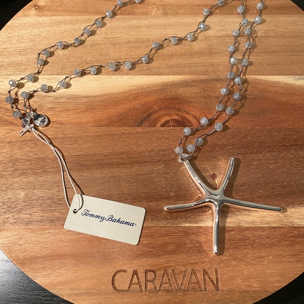 Tommy Bahama Island Essence Starfish Treasure Pendant Necklace Silver Tone